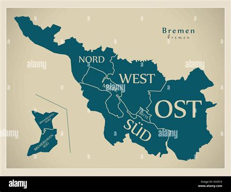 Moderne Stadtplan Bremen Stadt Deutschlands Mit Bezirken Und Titel DE