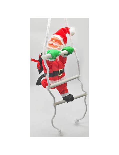 Muñeco de santa claus con escalera 51 cm papá noel con cuerda para