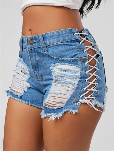 2019 Women Bandage Shorts Jeans High Waisted Denim Shorts Women New