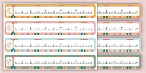 Muted Rainbow Themed 0 50 Number Line Teacher Made