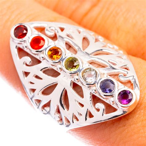 Rainbow Chakra Ring Size 8 75 925 Sterling Silver R141316 Ana Silver Co