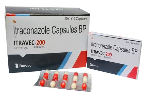 Itraconazole Itravec 200 Mg Capsules Treatment Anti Allergic Biovec