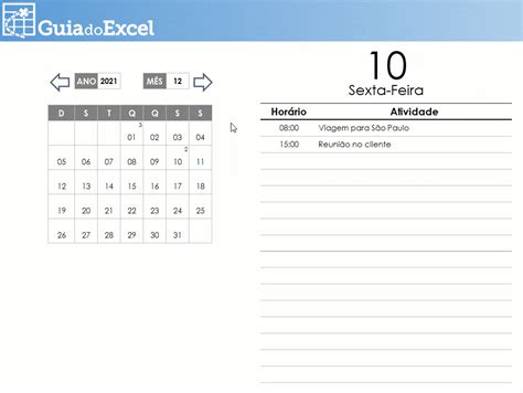 Planilha Calend Rio E Agenda Excel Gr Tis Guia Do Excel