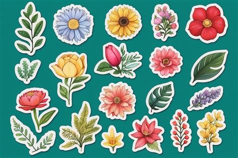 Premium Photo Floral Sticker Collection