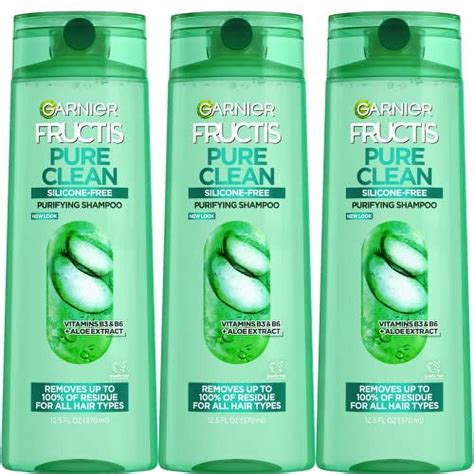 Garnier Fructis Pure Clean Purifying Shampoo, Silicone-Free, 12.5 Fl Oz
