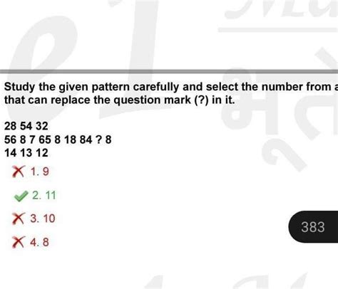 Study The Given Pattern Carefully And Select The Number From A That Can