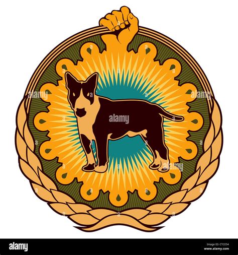 Illustrated colorful ghetto emblem with dog Stock Photo - Alamy