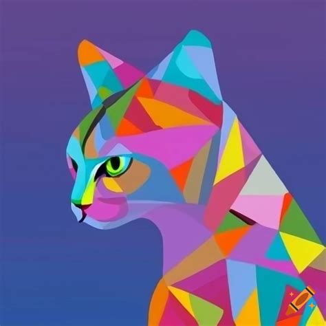 Colorful Cubism Art Of A Cat In Profile On Craiyon