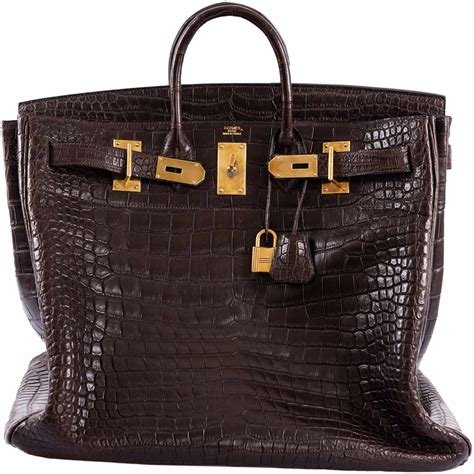 Herm S Birkin Hac Ebene Porosus Crocodile Bronze Hardware In