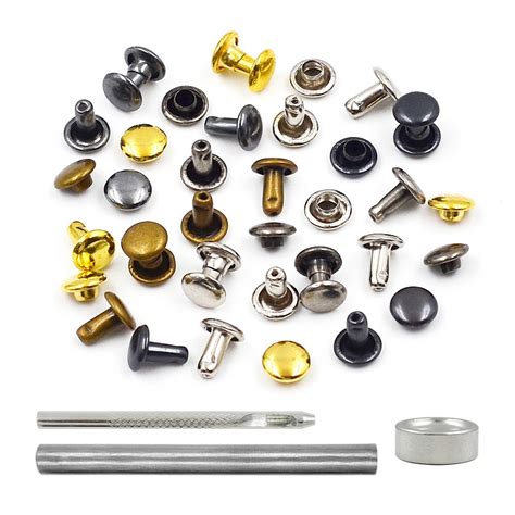 100Sets 5 10mm Metal Double Cap Rivets Stud Rivet Button Round Nail