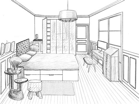 Chambre En Perspective Simple En 2020 Maison Dessin Chambre Ado