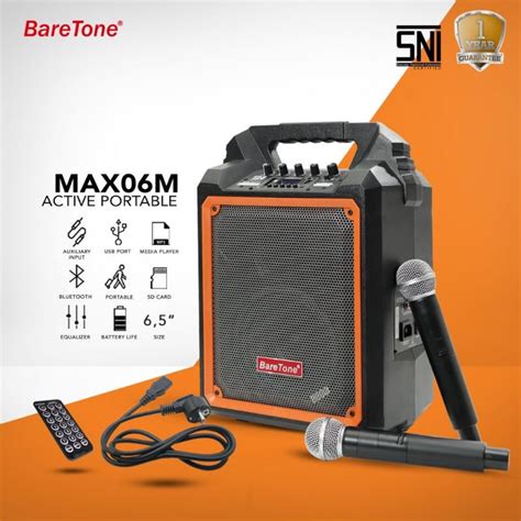 Jual Speaker Bluetooth Karaoke 6 Inch BARETONE MAX06M USB Karaoke Free