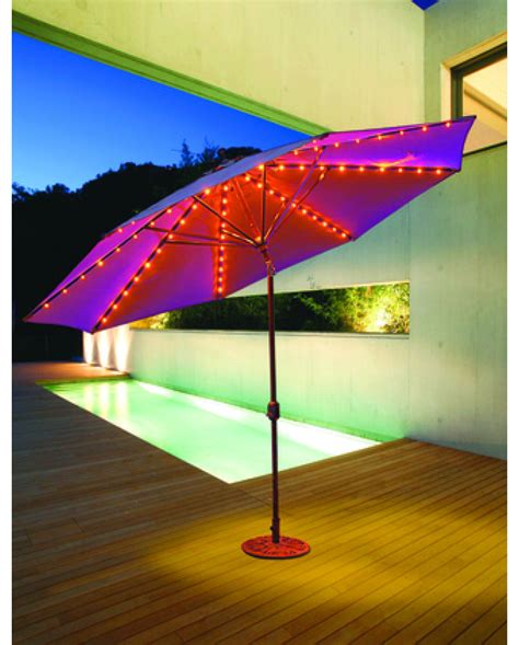 Evening Party Patio Umbrellas Large Galtech 11 Auto Tilt Umbrella With Led Lights Patio