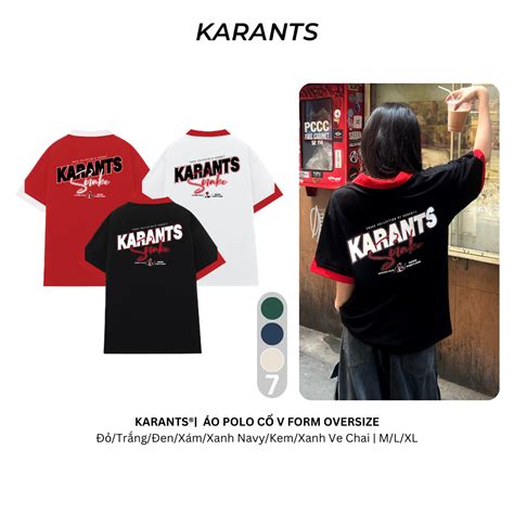Áo Polo Cổ V Karants Form Oversize Local Brand Streetwear Hot Trend KR Shopee Việt Nam