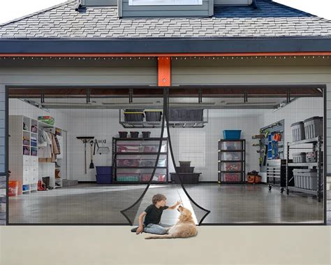 Garage Door Screen 2 Car 16x7ft Garage Screen Door,Upgraded PET Mesh