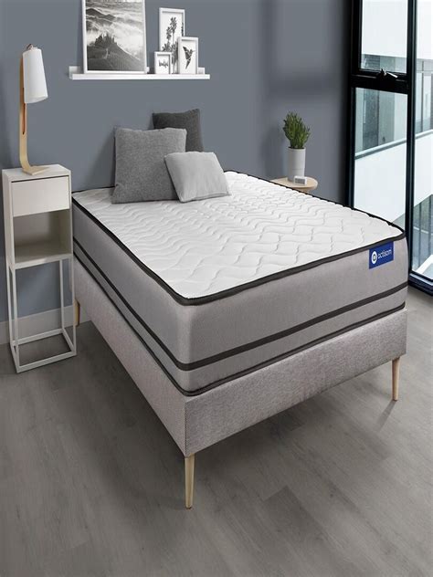 Ensemble Matelas Ressorts ensachés et Sommier tapissier en kit Gris