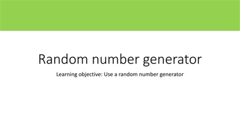 PPT - Random Number Generator PowerPoint Presentation, free download ...