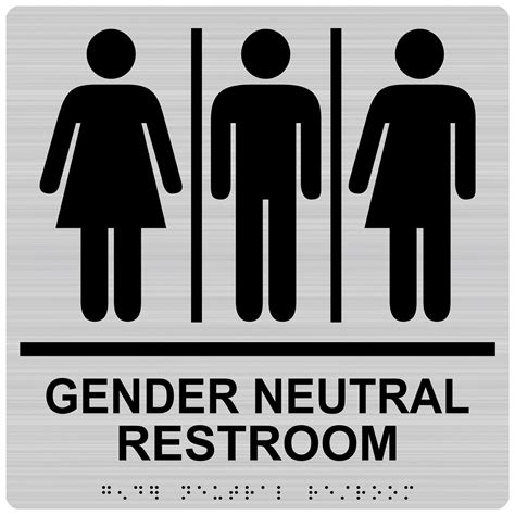 Ada Gender Neutral Restroom Braille Sign Rre 25440 99blkonbrslvr