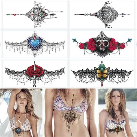 Pcs Lot Sexy Under Breast Tattoo Hot Sale Ornamental Tattoo Temporary