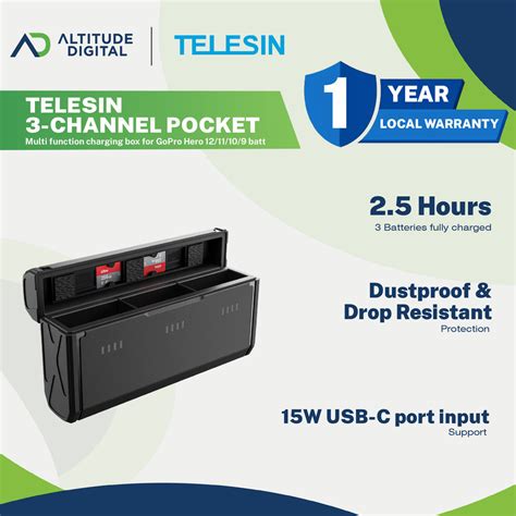 Telesin Channel Pocket Multi Function Charging Box For Gopro Hero