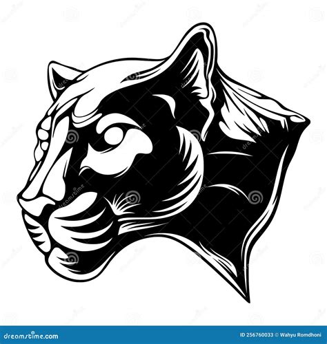 Vector Illustration Side View Of Panther Head With Spooky And Evil Pose