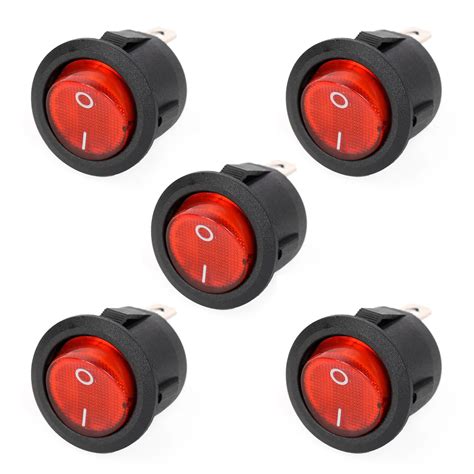 5Pcs Lot AC 6A 250V 10A 125V Mini Round Rocker Switches SPST 3Pin 2