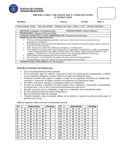 Prueba Octavo Fila A Coef 2 Pdf Aves Naturaleza