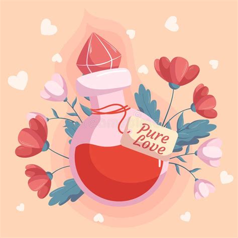 St Valentines Day Design With Love Potion Bottle Concept Illustration