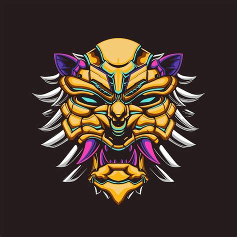 Premium Vector Lion Head Mecha Illustration