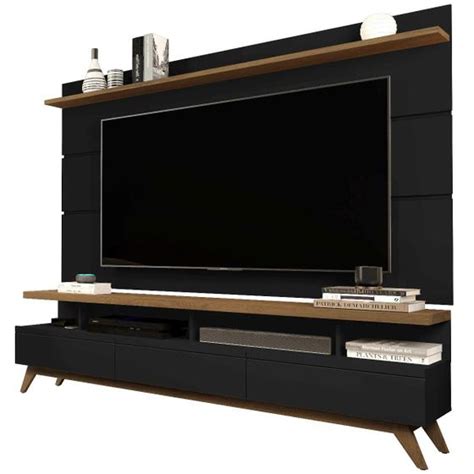 Rack Painel Para TV ate 72 Preto Freijó Vivare Wood 1 8 moveis