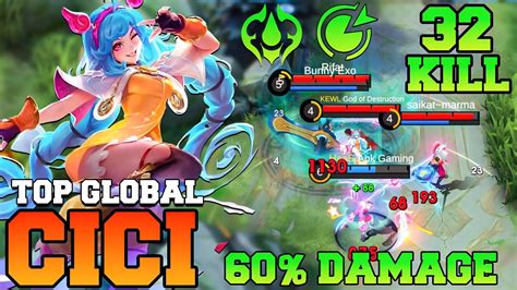 32 KILLS CICI MLBB Mobile Legends CICI Best Build 2023 Gameplay New