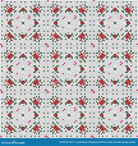 Seamless Christmas Poinsettia Cross Stitch Pattern Decorative Ornament