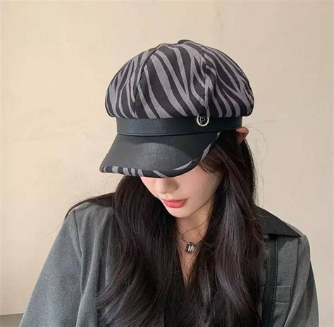 "Кепи /картуз /женская Фуражка / Черно-серая/ с Принтом Зебры — Купить ...