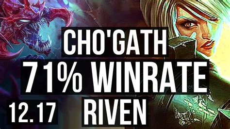 CHO GATH Vs RIVEN TOP 71 Winrate 14 3 12 Dominating EUW