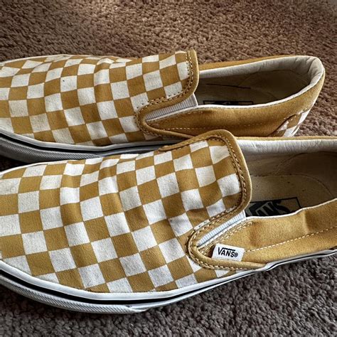 Yellow Checkered Vans Lightly Worn Nothing That A Depop