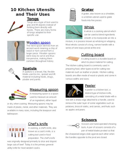 10 Essential Kitchen Utensils and Equipment with Their Uses - Studocu