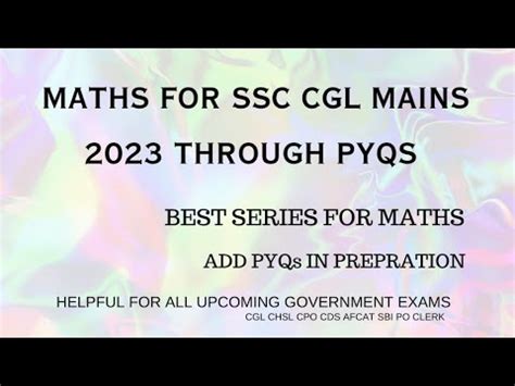 Maths Pyqs Series For Ssc Cgl Chsl Cpo Mts Steno Lecture