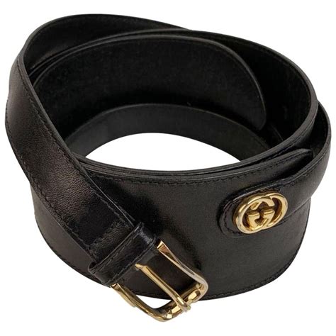 Gucci Vintage Black Leather Wide Waist Wrap Belt For Sale At 1stdibs