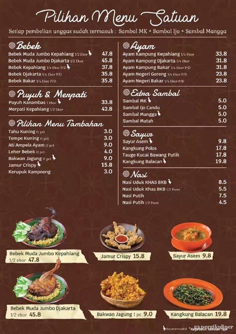 Selalu Diperbarui Menu Bebek Kepahiang By Bkb Tebet