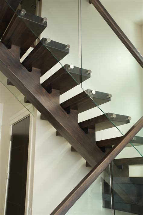 Solid White Oak Mono Stringer Modern Staircase Edmonton By Specialized Stair And Rail