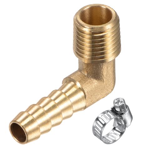 Uxcell X Npt Male Thread Brass Elbow Hose Barb Fitting Hose