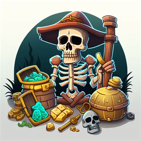 Cartoon Icon For A Skeleton Pirate Trader That Earn Its Life Trading In