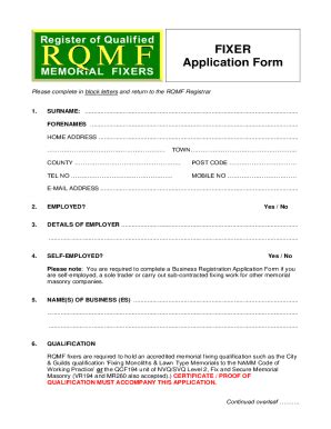 Fillable Online Fillable Online Fixer Application Form Jan Doc