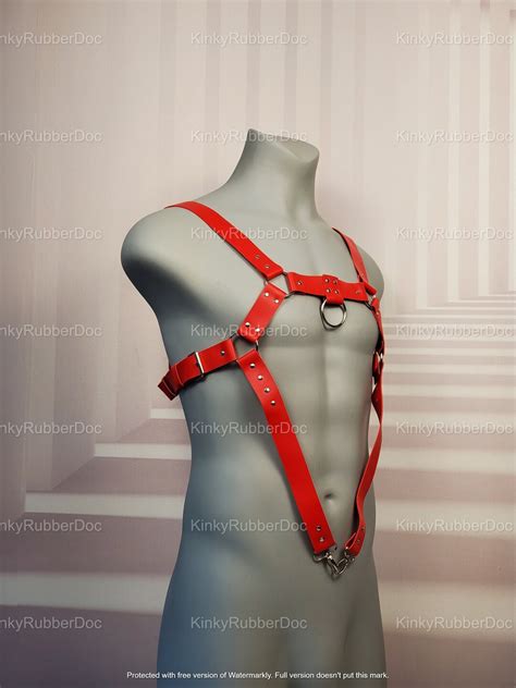 Red Leather Harness Suspender Bondage Outfit Costume Cosplay Sex Sexy