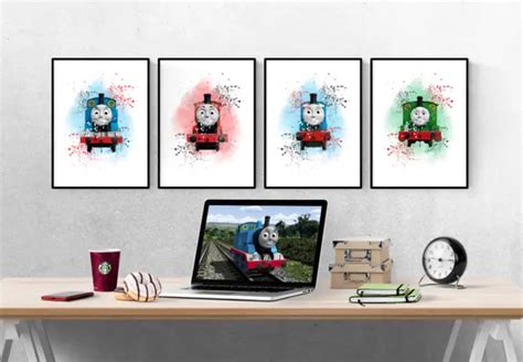 Thomas The Tank Engine Watercolour Splash Set Of 4 Prints Pictures Wall