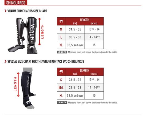 Shinguard Size Chart | Tabla de Tallas – MSM FIGHT SHOP