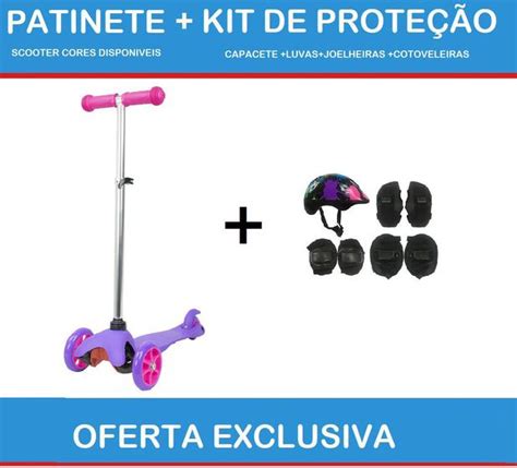 Patinete Scooter Infantil 3 Rodas Kit De Seguranca BBR TOYS