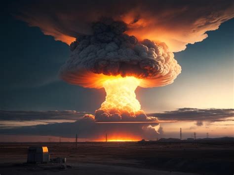 Premium AI Image | An alarming image of a nuclear explosion over the ocean