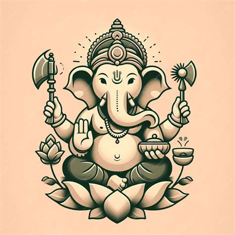 A Drawing Of A Lord Ganesha Hindu God Ganesh Premium Ai Generated Image