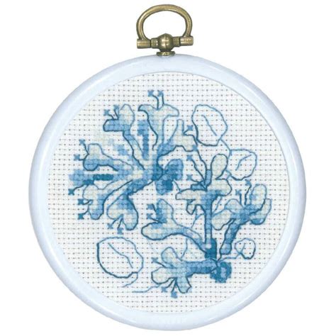 Permin Counted Cross Stitch Kit With Hoop Blue Kaprifol Diam Cm